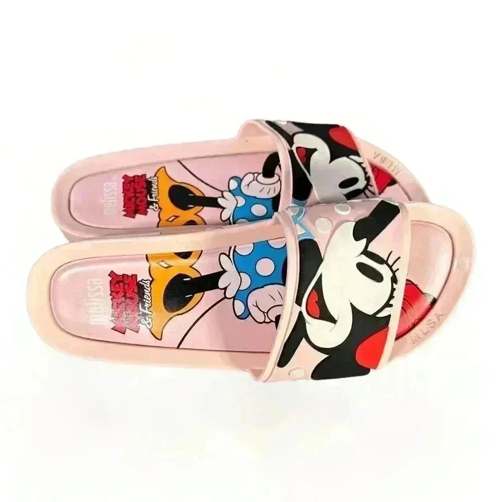 Melissa Mickey Minnie Slide Sandal Flats Pink Blush Women's 9 Disney 40 - Picture 7 of 9